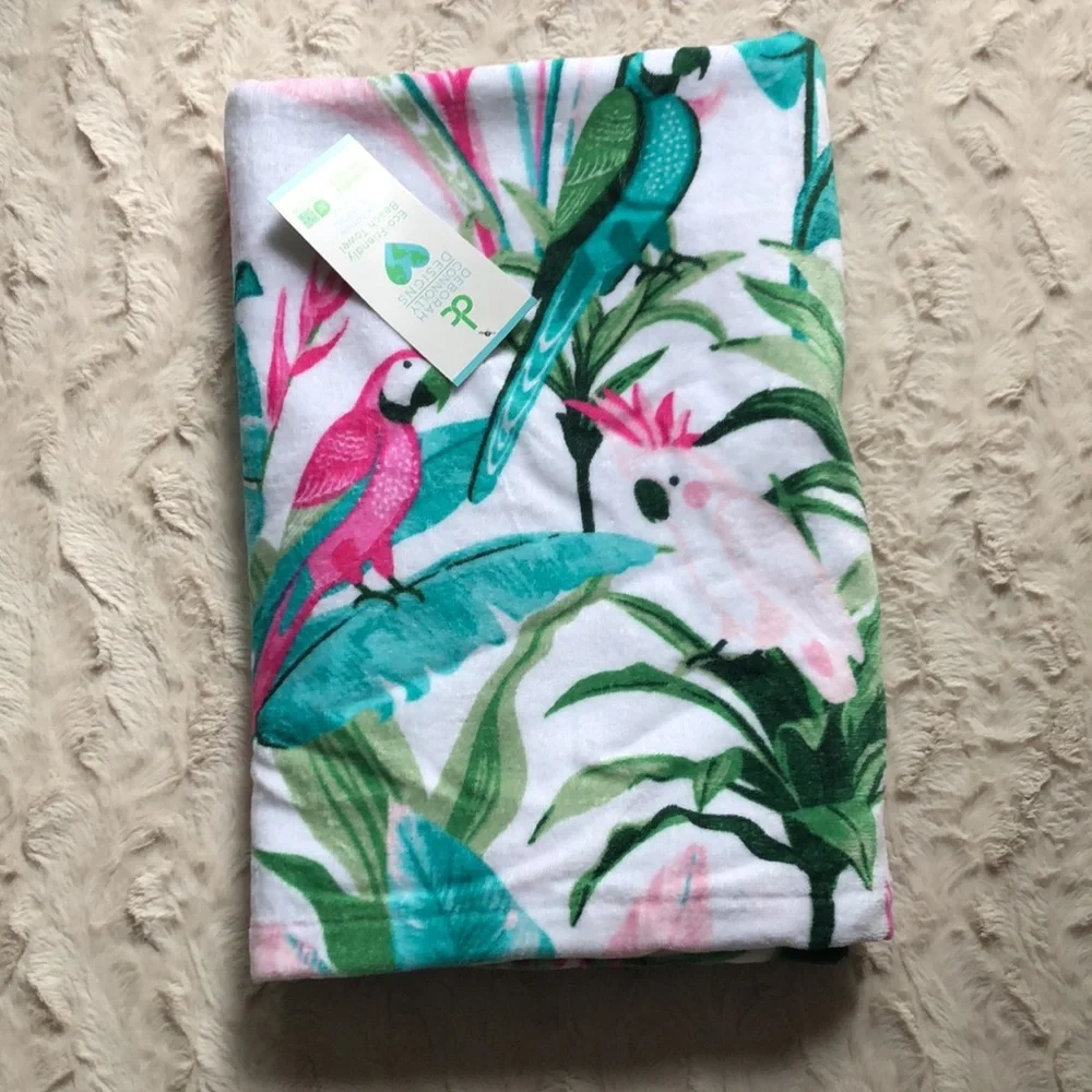 Tropical Bird Parrot Print BEACH Towel